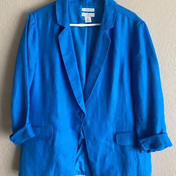 Vibrant Blue Women's Blazer - Picture 2 of 7